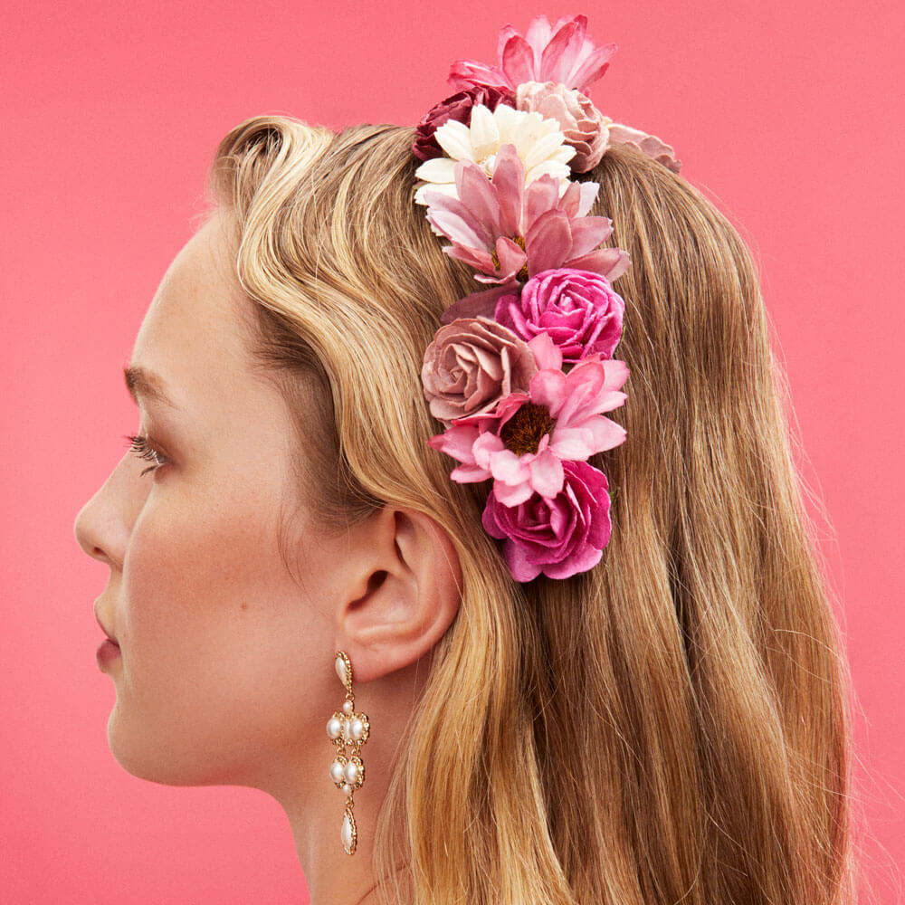 Esmeralda hairpiece- Indian pink