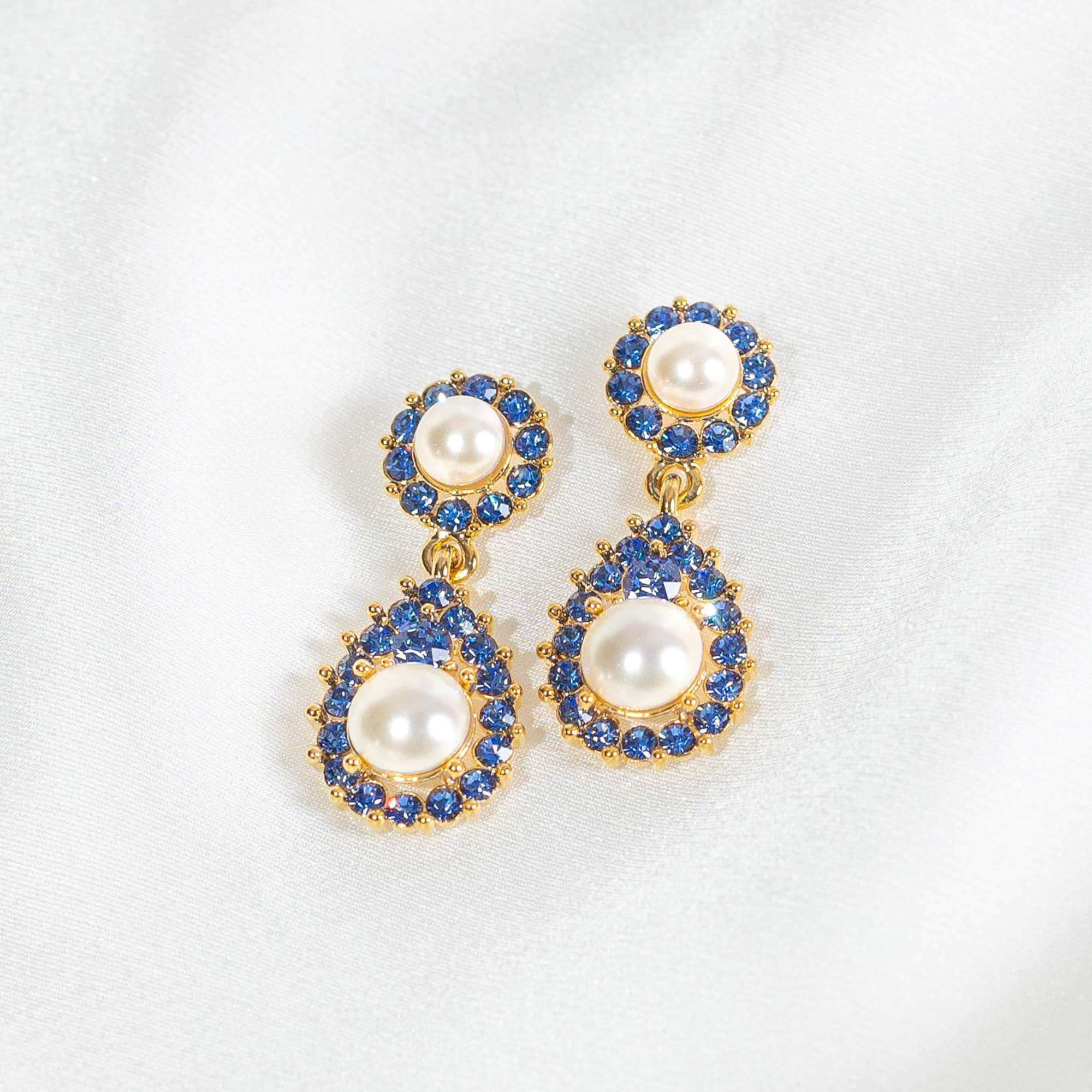 Sofia earrings - Sapphire pearl (Gold)