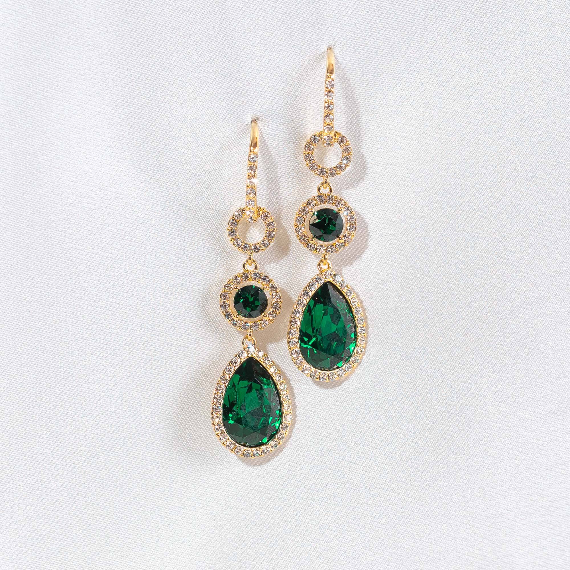 Amy earrings - Emerald (Gold)